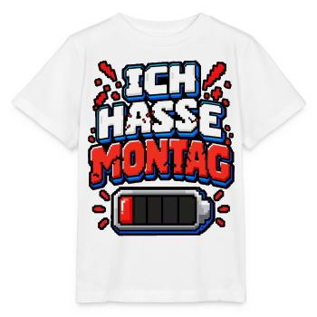 Ich hasse Montag – Pixel Büro Spruch - Stanley/Stella Kinder T-Shirt MINI CREATOR  - Weiß - Vorne - Maike (125cm)