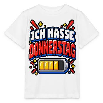 Ich hasse Donnerstag – Pixel Büro Spruch - Stanley/Stella Kinder T-Shirt MINI CREATOR  - Weiß - Vorne - Maike (125cm)