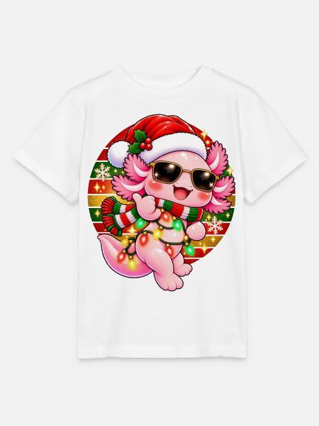 Kuscheliger Weihnachts-Dino mit Lichtern - Stanley/Stella Kinder T-Shirt MINI CREATOR  - Weiß