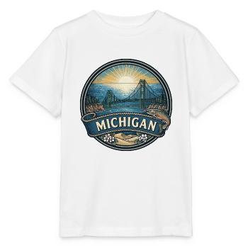 Michigan Great Lakes Vintage-Reiseabzeichen - Stanley/Stella Kinder T-Shirt MINI CREATOR  - Weiß - Vorne - Maike (125cm)