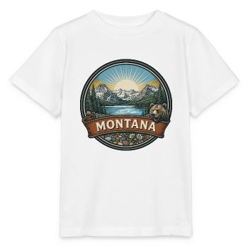 Montana-Gletscher-Nationalpark-Reiseabzeichen - Stanley/Stella Kinder T-Shirt MINI CREATOR  - Weiß - Vorne - Maike (125cm)