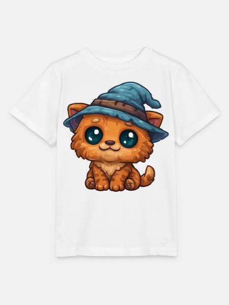 Kätzchen mit Hexenhut - Stanley/Stella Kinder T-Shirt MINI CREATOR - Weiß