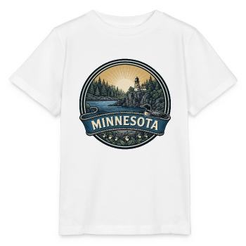 Minnesota Split Rock Loon Retro-Reisegeschenk - Stanley/Stella Kinder T-Shirt MINI CREATOR  - Weiß - Vorne - Maike (125cm)