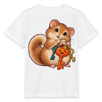 Süße Haselmaus mit Kürbis-Schlüssel - Stanley/Stella Kinder T-Shirt MINI CREATOR  - Weiß - Vorne - Maike (125cm)