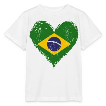 Brasilien Herzflagge Grunge - Stanley/Stella Kinder T-Shirt MINI CREATOR  - Weiß - Vorne - Maike (125cm)