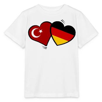 Türkei Deutschland Herzenflaggen - Stanley/Stella Kinder T-Shirt MINI CREATOR  - Weiß - Vorne - Maike (125cm)