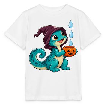 Kuscheldino Halloween Kürbis - Stanley/Stella Kinder T-Shirt MINI CREATOR  - Weiß - Vorne - Maike (125cm)