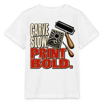 Schneide langsam. Drucke fett. - Stanley/Stella Kinder T-Shirt MINI CREATOR  - Weiß - Vorne - Maike (125cm)