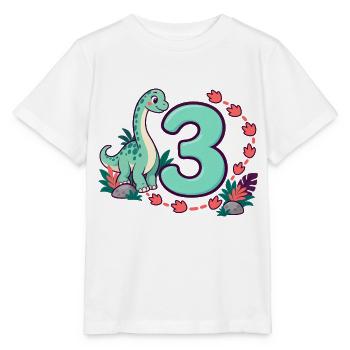 Dinosaurier-Shirt zum 3. Geburtstag für Kinder - Stanley/Stella Kinder T-Shirt MINI CREATOR  - Weiß - Vorne - Maike (125cm)