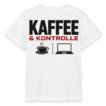 Kaffee & Kontrolle Laptop-Design - Stanley/Stella Kinder T-Shirt MINI CREATOR  - Weiß - Vorne - Maike (125cm)