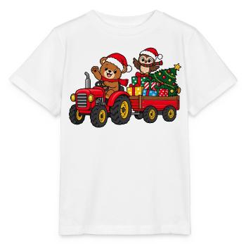 Christmas Tractor - Stanley/Stella Kinder T-Shirt MINI CREATOR  - Weiß - Vorne - Maike (125cm)