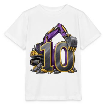 10. Geburtstags-Digger-Shirt für Kinder - Stanley/Stella Kinder T-Shirt MINI CREATOR  - Weiß - Vorne - Maike (125cm)
