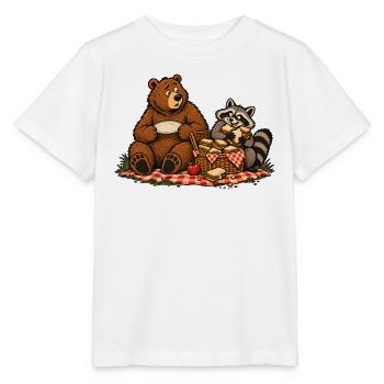 Bär & Waschbär beim Picknick – Outdoor - Stanley/Stella Kinder T-Shirt MINI CREATOR  - Weiß - Vorne - Maike (125cm)