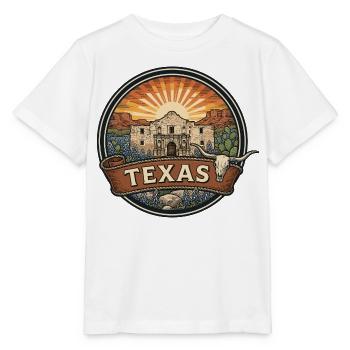 Texas Alamo Lone Star Vintage-Reiseabzeichen - Stanley/Stella Kinder T-Shirt MINI CREATOR  - Weiß - Vorne - Maike (125cm)