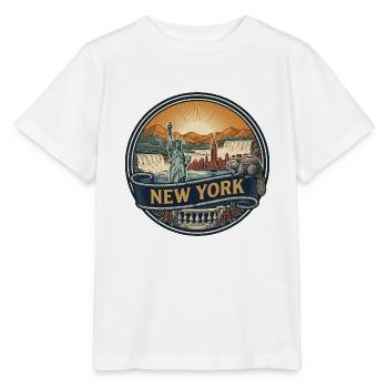 New York Skyline Vintage Reisesouvenir Geschenk - Stanley/Stella Kinder T-Shirt MINI CREATOR  - Weiß - Vorne - Maike (125cm)