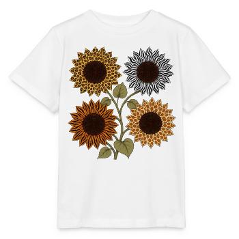 Boho Safari Sunflowers Leopard Zebra Tiger Giraffe - Stanley/Stella Kinder T-Shirt MINI CREATOR  - Weiß - Vorne - Maike (125cm)