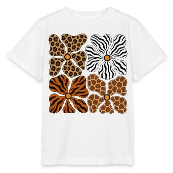 Boho Safari Blumen Leopard Zebra Giraffe Tiger - Stanley/Stella Kinder T-Shirt MINI CREATOR  - Weiß - Vorne - Maike (125cm)