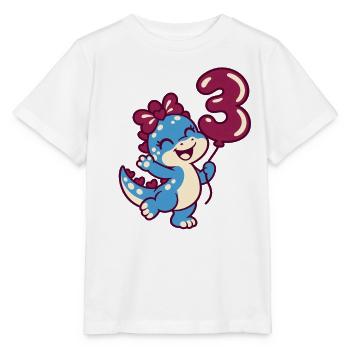 Süßer Dino zum 3. Geburtstag – Mädchen Dinosaurier - Stanley/Stella Kinder T-Shirt MINI CREATOR  - Weiß - Vorne - Maike (125cm)