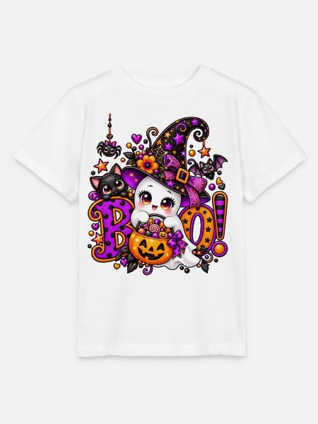 Süße Halloween-Hexe mit Kürbiskorb - Stanley/Stella Kinder T-Shirt MINI CREATOR  - Weiß