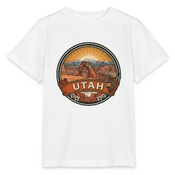 Utah Delicate Arch Canyon Vintage-Reisegeschenk - Stanley/Stella Kinder T-Shirt MINI CREATOR  - Weiß - Vorne - Maike (125cm)