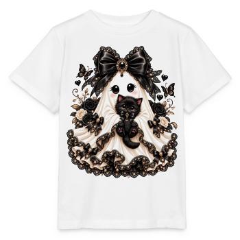 Glamouröse Braut mit schwarzem Kater - Stanley/Stella Kinder T-Shirt MINI CREATOR  - Weiß - Vorne - Maike (125cm)