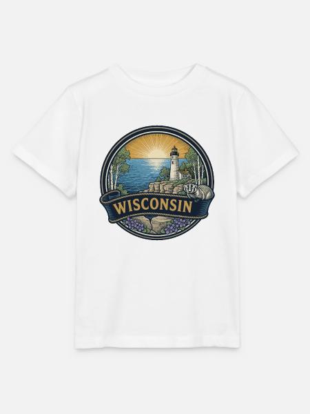 Wisconsin Door County Leuchtturm-Reisegeschenk - Stanley/Stella Kinder T-Shirt MINI CREATOR  - Weiß