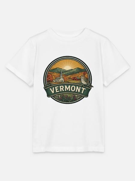 Vermont Green Mountains Herbstreise-Abzeichen - Stanley/Stella Kinder T-Shirt MINI CREATOR - Weiß