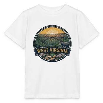 West Virginia New River Gorge Reiseabzeichen - Stanley/Stella Kinder T-Shirt MINI CREATOR  - Weiß - Vorne - Maike (125cm)