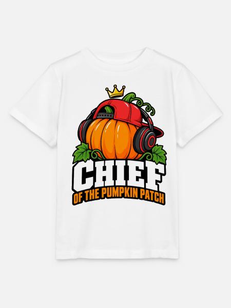 Kürbis Chef Patch Kopfhörer - Stanley/Stella Kinder T-Shirt MINI CREATOR - Weiß