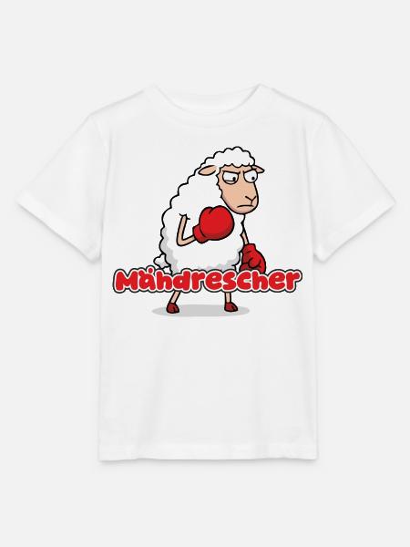 Boxendes Schaf mit Mähdrescher-Punch - Stanley/Stella Kinder T-Shirt MINI CREATOR  - Weiß
