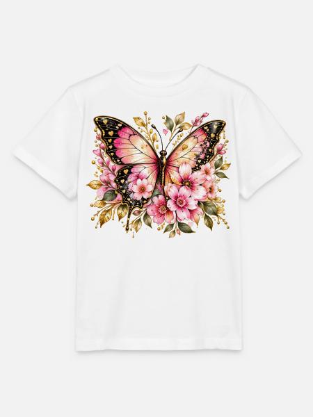Flügeltraum Schmetterling Blüten - Stanley/Stella Kinder T-Shirt MINI CREATOR  - Weiß