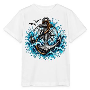 Gezeitenanker mit tosenden Wellen - Stanley/Stella Kinder T-Shirt MINI CREATOR  - Weiß - Vorne - Maike (125cm)