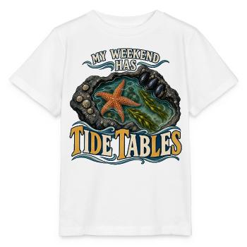 Mein Wochenende hat Gezeitentabellen - Stanley/Stella Kinder T-Shirt MINI CREATOR  - Weiß - Vorne - Maike (125cm)