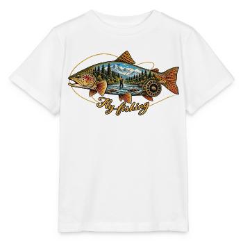Truite_vintage_et_pcheur_la_mouche - Stanley/Stella Kinder T-Shirt MINI CREATOR  - Weiß - Vorne - Maike (125cm)