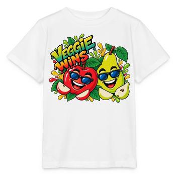 Veggie Wins Apfel Birne - Stanley/Stella Kinder T-Shirt MINI CREATOR  - Weiß - Vorne - Maike (125cm)