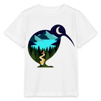 Kiwi Nachtlandschaft - Stanley/Stella Kinder T-Shirt MINI CREATOR  - Weiß - Vorne - Maike (125cm)