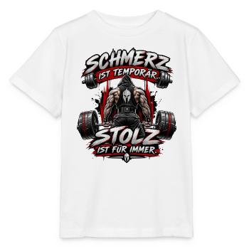 Fitness Schmerz ist temporär Stolz - Stanley/Stella Kinder T-Shirt MINI CREATOR  - Weiß - Vorne - Maike (125cm)