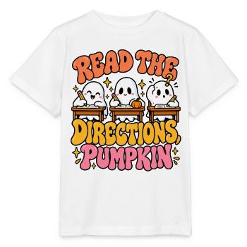 Read the Directions Pumpkin Cartoon - Stanley/Stella Kinder T-Shirt MINI CREATOR  - Weiß - Vorne - Maike (125cm)