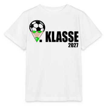 Schulkind 1. Klasse Fußball - Stanley/Stella Kinder T-Shirt MINI CREATOR  - Weiß - Vorne - Maike (125cm)