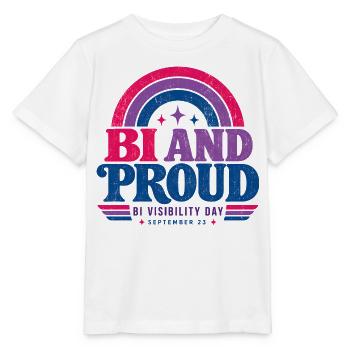 Bi und stolz | Tag der Sichtbarkeit von Bisexuellen, 23. September - Stanley/Stella Kinder T-Shirt MINI CREATOR  - Weiß - Vorne - Maike (125cm)