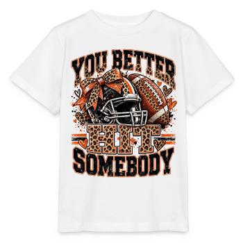 Du solltest jemanden treffen, Fußballleopard, - Stanley/Stella Kinder T-Shirt MINI CREATOR  - Weiß - Vorne - Maike (125cm)