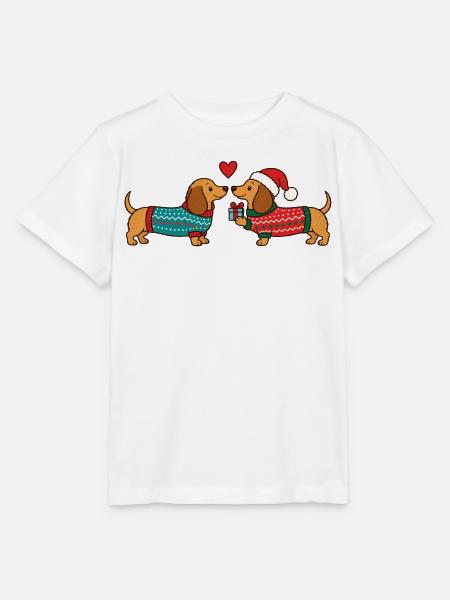Dackel verliebt in Weihnachtspullovern - Stanley/Stella Kinder T-Shirt MINI CREATOR  - Weiß