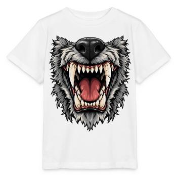 Wolfsmaul Gebrüll Motiv - Stanley/Stella Kinder T-Shirt MINI CREATOR  - Weiß - Vorne - Maike (125cm)