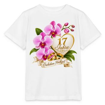 17.Hochzeitstag , Orchideen Hochzeit 17 Jahre - Stanley/Stella Kinder T-Shirt MINI CREATOR  - Weiß - Vorne - Maike (125cm)