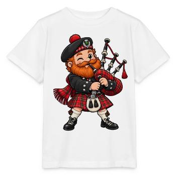 Schotte mit Dudelsack Kawaii Style – Kilt - Stanley/Stella Kinder T-Shirt MINI CREATOR  - Weiß - Vorne - Maike (125cm)