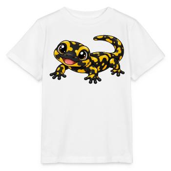 Salamander Kawaii Style – Süßes Amphibienmotiv - Stanley/Stella Kinder T-Shirt MINI CREATOR  - Weiß - Vorne - Maike (125cm)