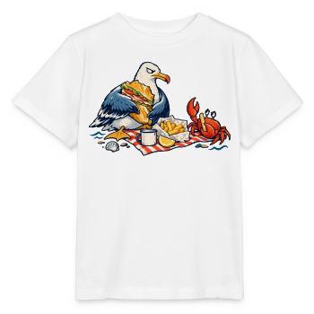 Möwe & Krabbe beim Strandpicknick – Küste - Stanley/Stella Kinder T-Shirt MINI CREATOR  - Weiß - Vorne - Maike (125cm)