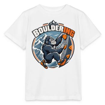 Süßer Gorilla beim Bouldern – Kletter Affe - Stanley/Stella Kinder T-Shirt MINI CREATOR  - Weiß - Vorne - Maike (125cm)
