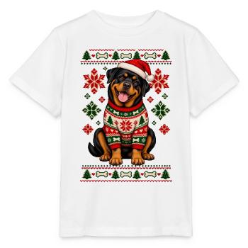 Weihnachtshund im SkandiPullover - Stanley/Stella Kinder T-Shirt MINI CREATOR  - Weiß - Vorne - Maike (125cm)