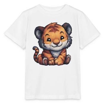 Tiger Jungtier Illustration - Stanley/Stella Kinder T-Shirt MINI CREATOR  - Weiß - Vorne - Maike (125cm)